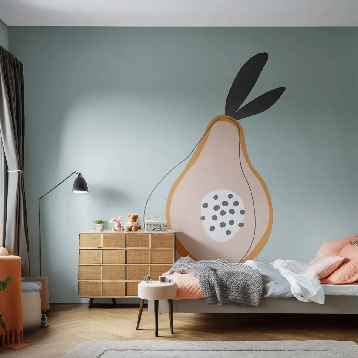 Självhäftande Fototapet Deluxe Sticker - Att tränga in i sakens natur - Grafik, Päron, Bit - 100x70 cm