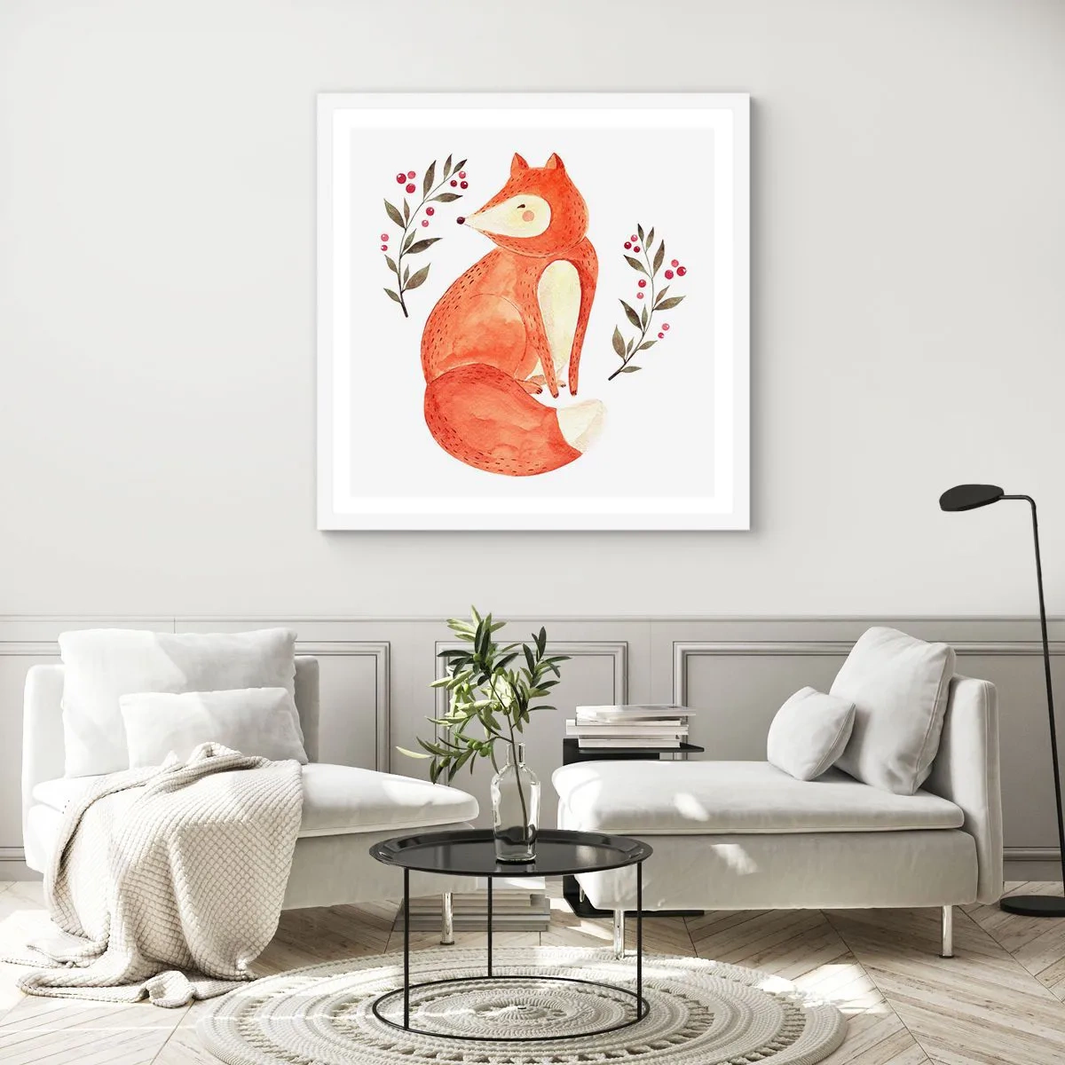 Affisch i vit ram - Liten rödhårig - 40x40 cm