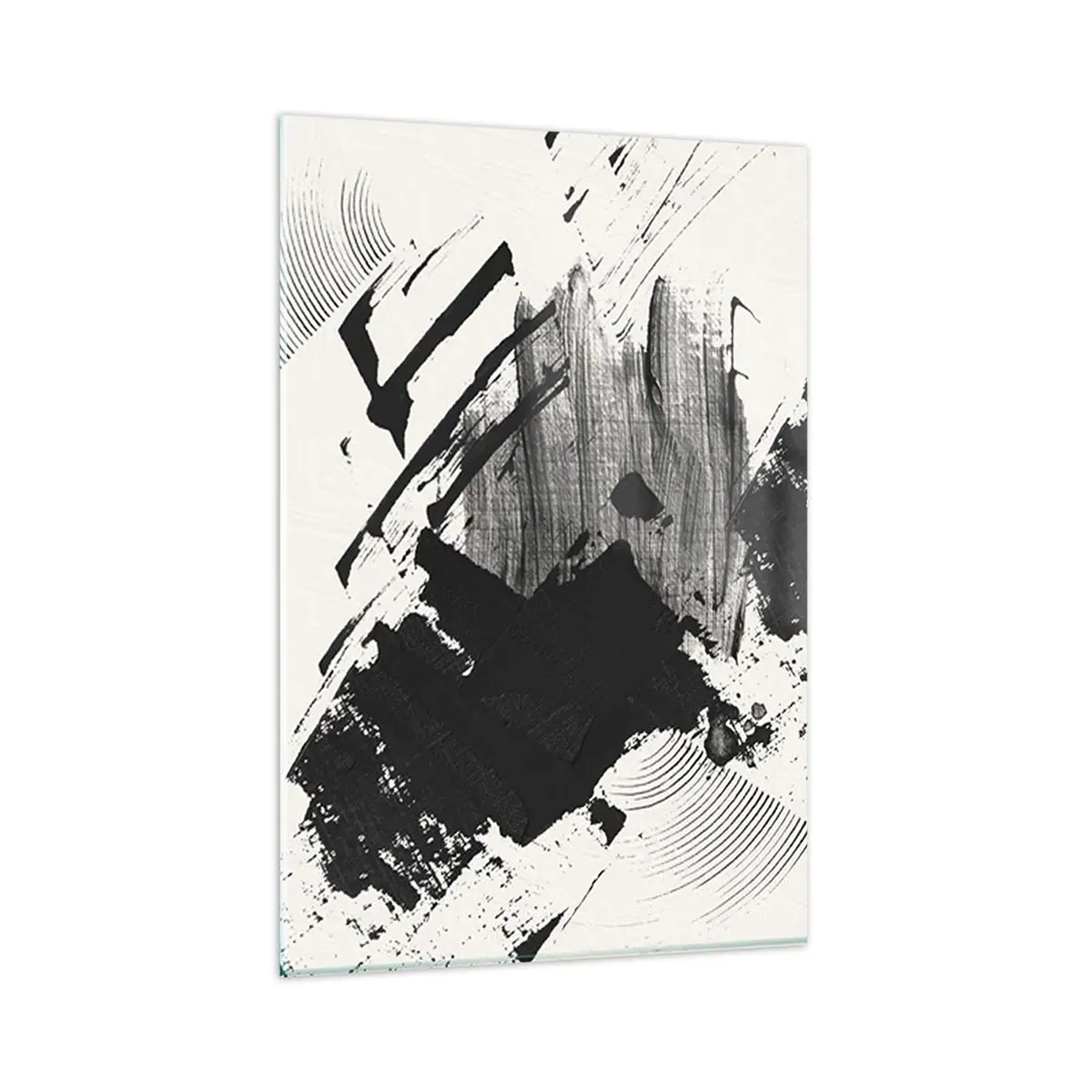 Glastavla - Bild på glas - Abstraktion - uttrycket av svart - 80x120 cm