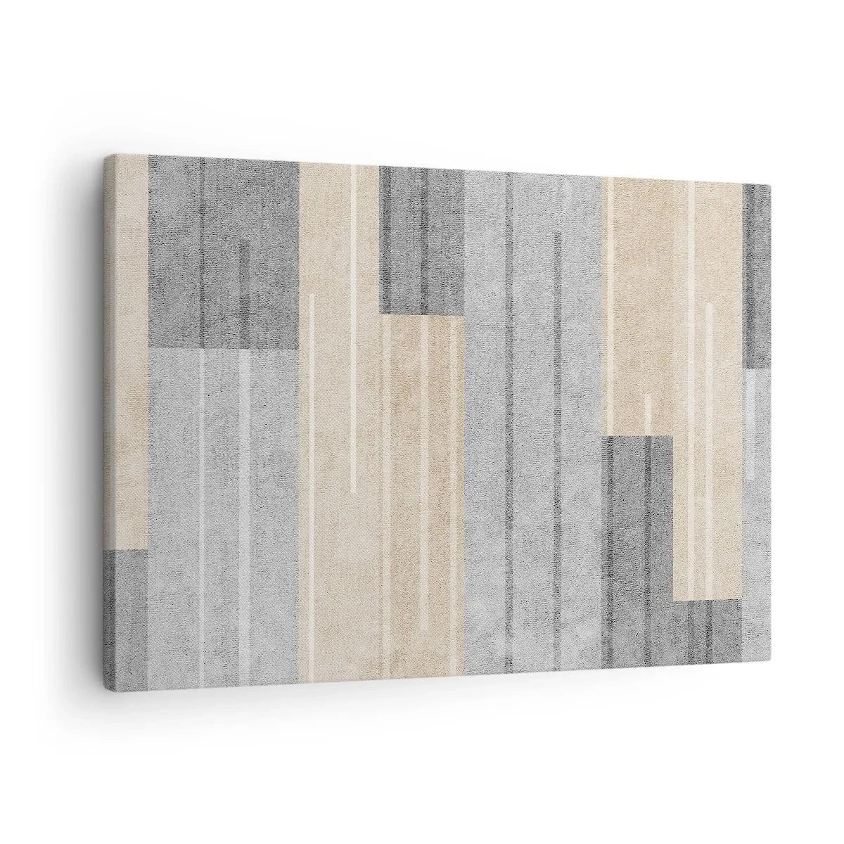 Canvastavla - Bild på duk - Geometrisk komposition i nyanser av grått och beige - 70x50cm - Komposition: allt i lod - Modern väggdekoration för vardagsrum och sovrum ARTTOR