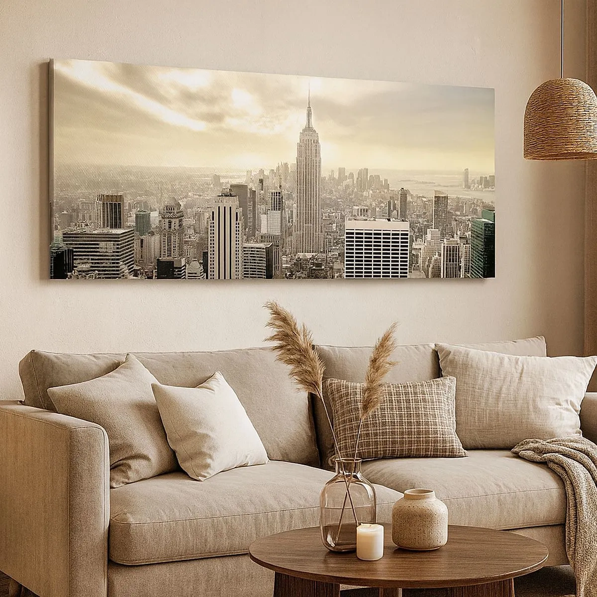 Canvastavla - Bild på duk - New York i grånyanser - 100x40 cm