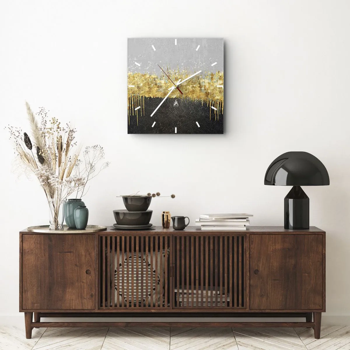 Väggklocka - Klocka på glas - Inåt och uppåt - 40x40 cm