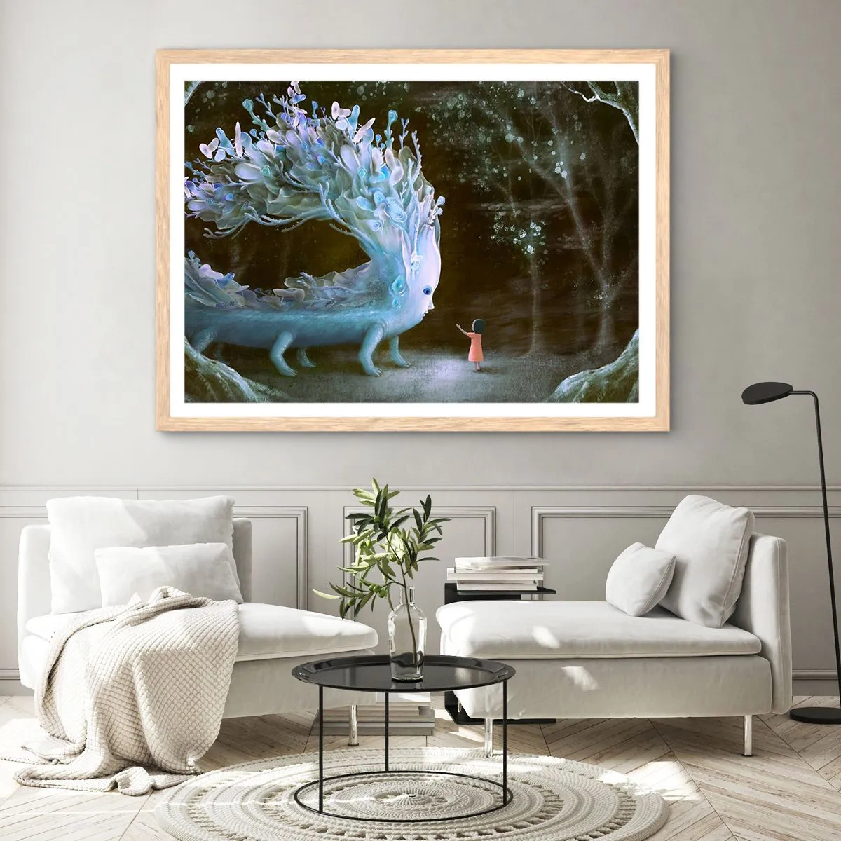 Affisch i ram av ljusek - Fantastiskt möte - 91x61 cm