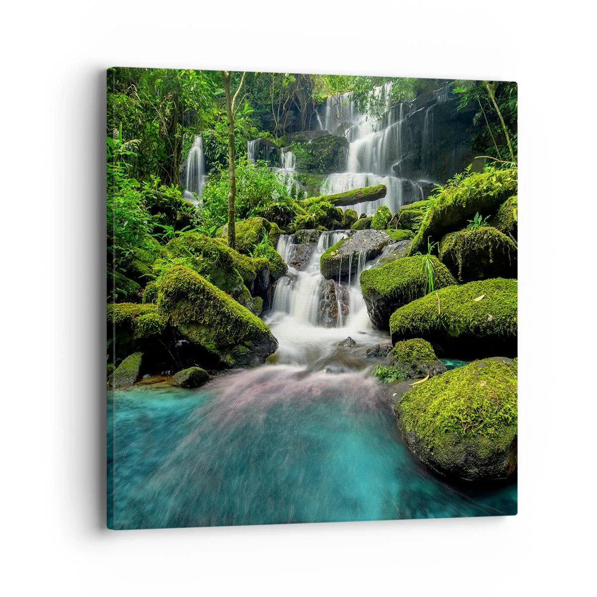 Canvastavla - Bild på duk - Turkos, safir och flytande silver - 40x40 cm