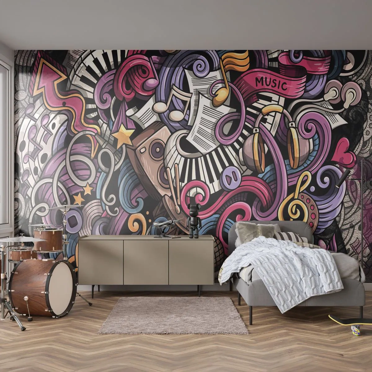 Fototapet Premium Sand - Komplicerad melodi - musik, Väggmålning, Graffiti - 100x70 cm