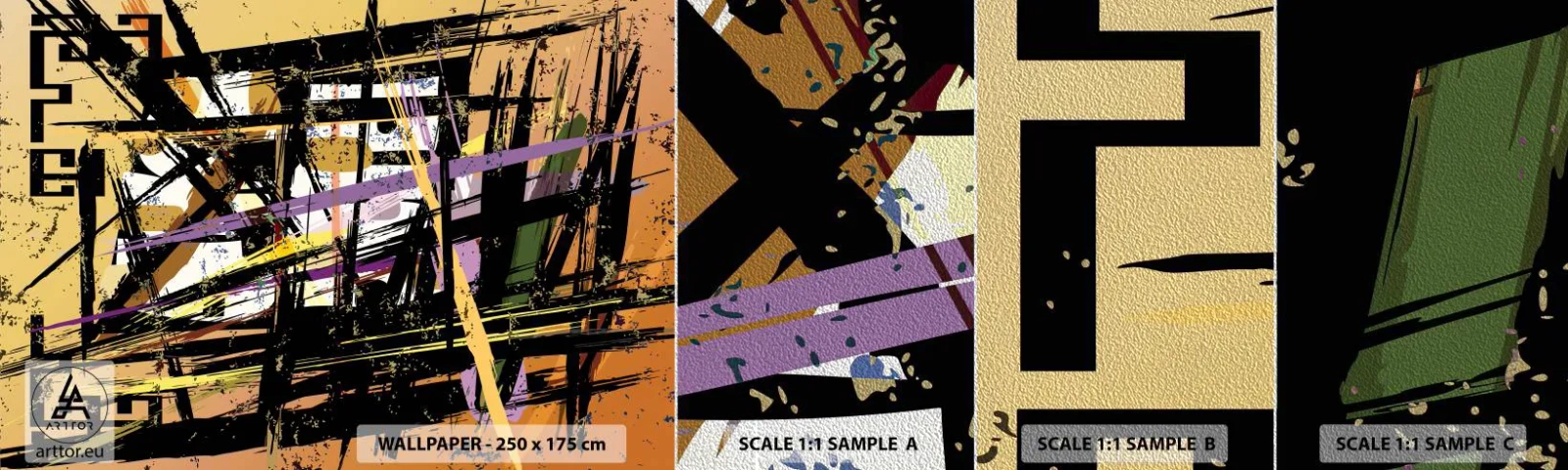 Provbit av fototapet Premium Sand - Skarpt snitt - Abstraktion, Bit, Modernt mönster - 100x30 cm