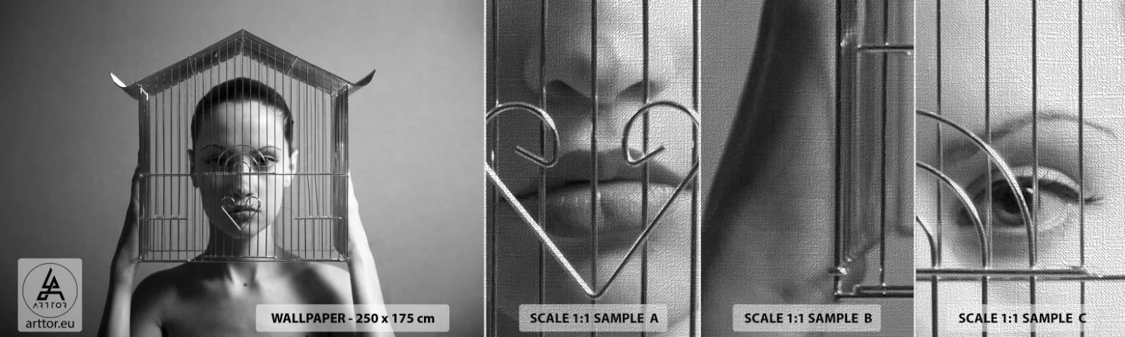 Provbit av fototapet Premium Canvas - Något surrealistisk porträtt - Kvinna, Bit, Modell - 100x30 cm