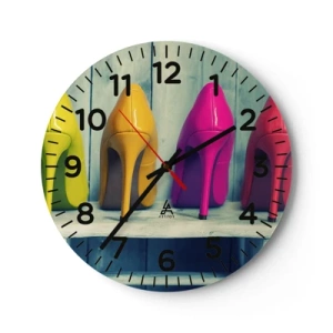 Väggklocka - Klocka på glas - En promenad på regnbågen - 40x40 cm