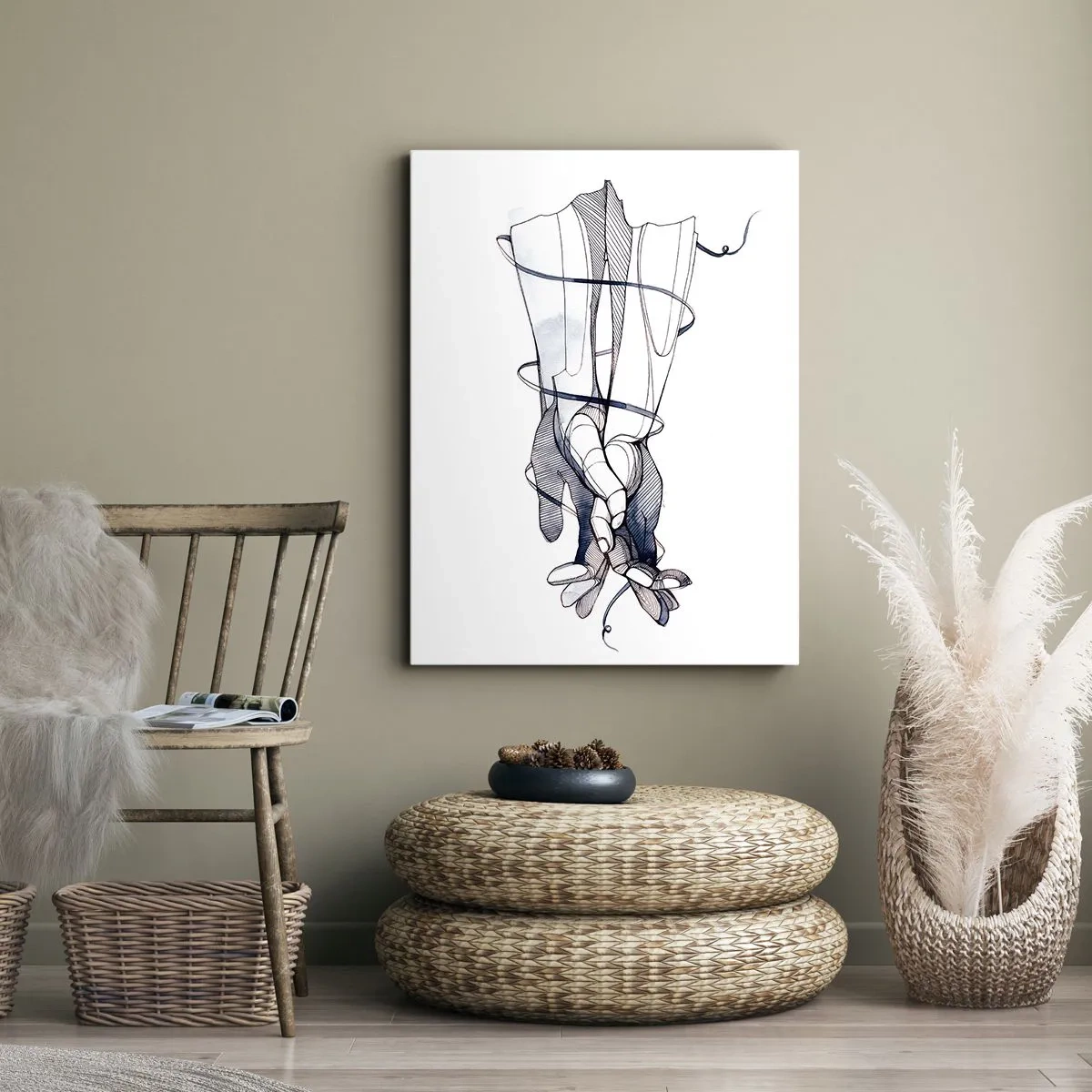 Canvastavla - Bild på duk - Smekningens studie - 55x100 cm