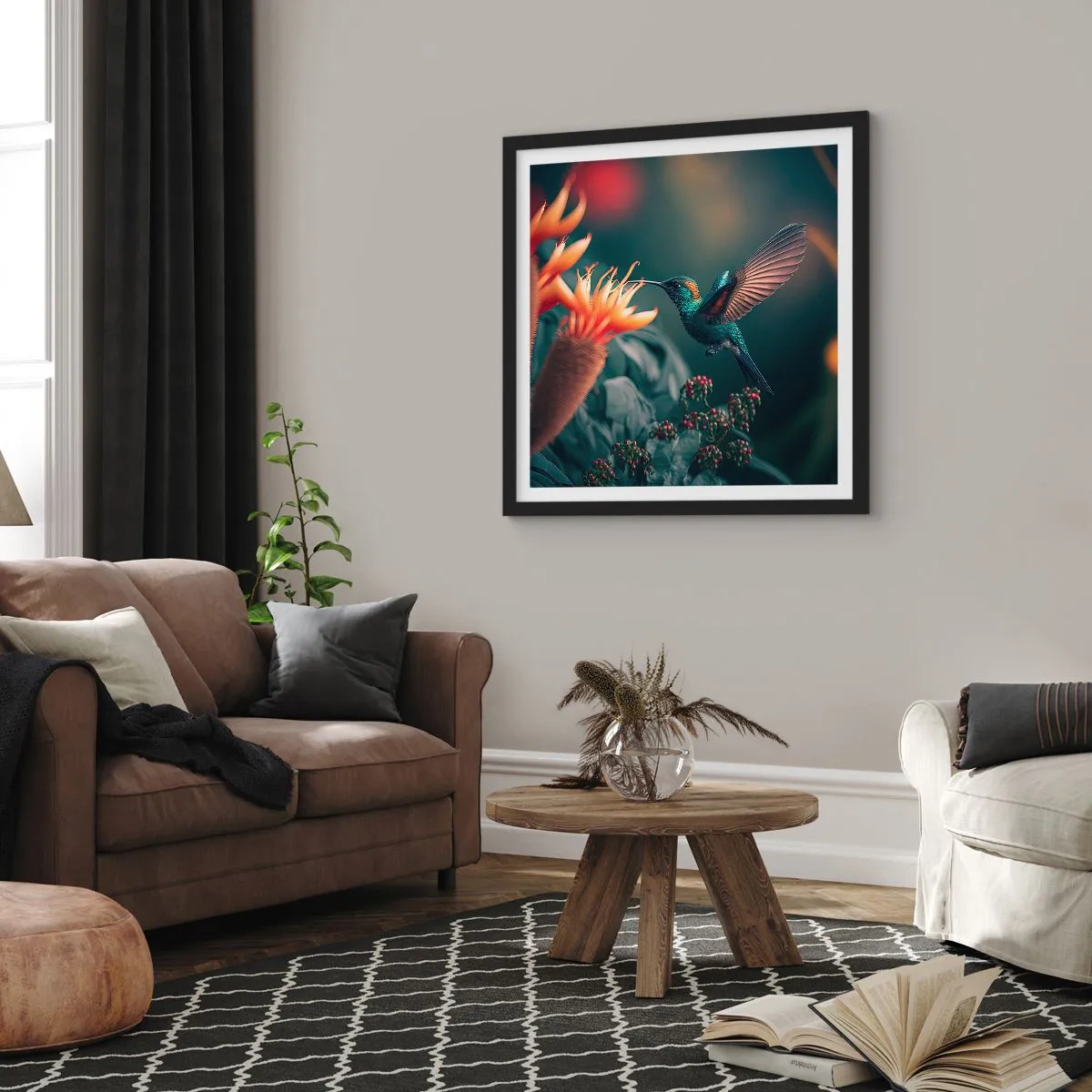 Affisch i svart ram - Ett verkligt färgglatt liv - 60x60 cm