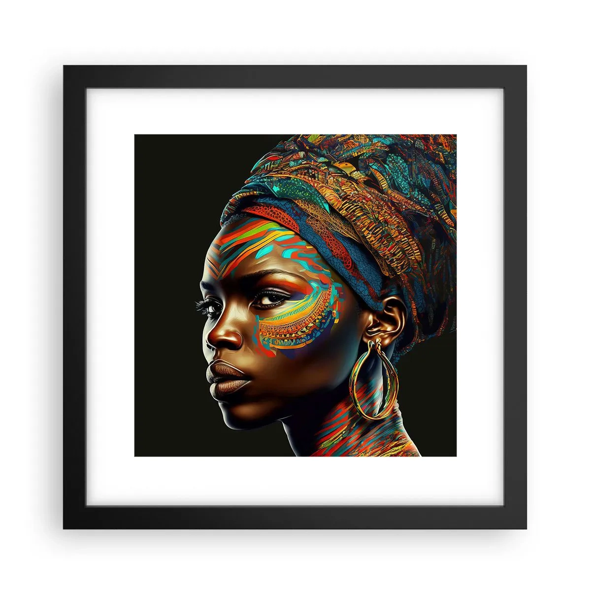Affisch i svart ram - Afrikansk drottning - 30x30 cm