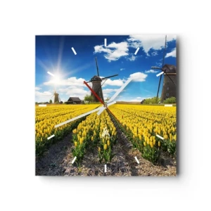 Väggklocka - Klocka på glas - Mer holländskt kan inte vara - 40x40 cm