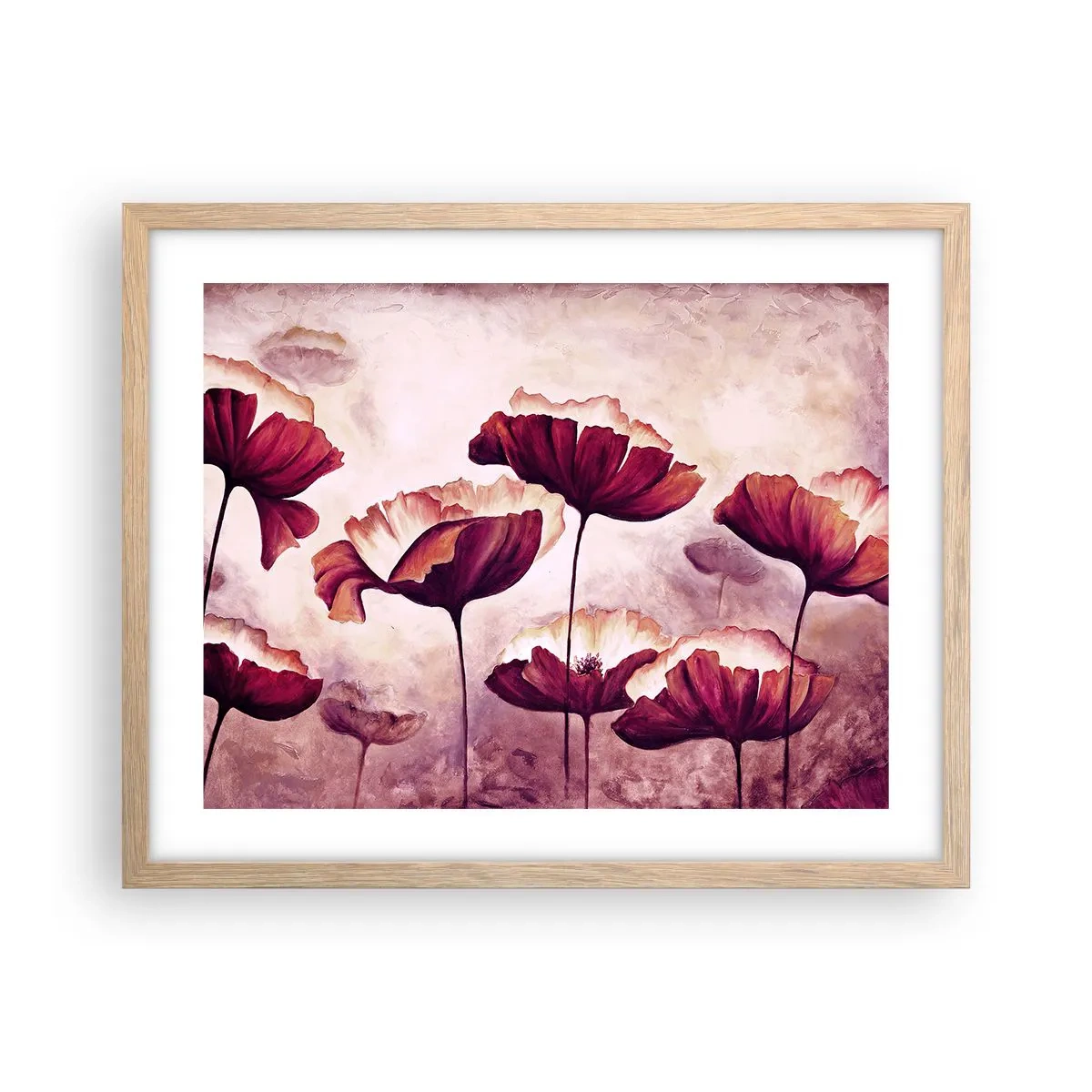 Affisch i ram av ljusek - Röd och vit flinga - 50x40 cm