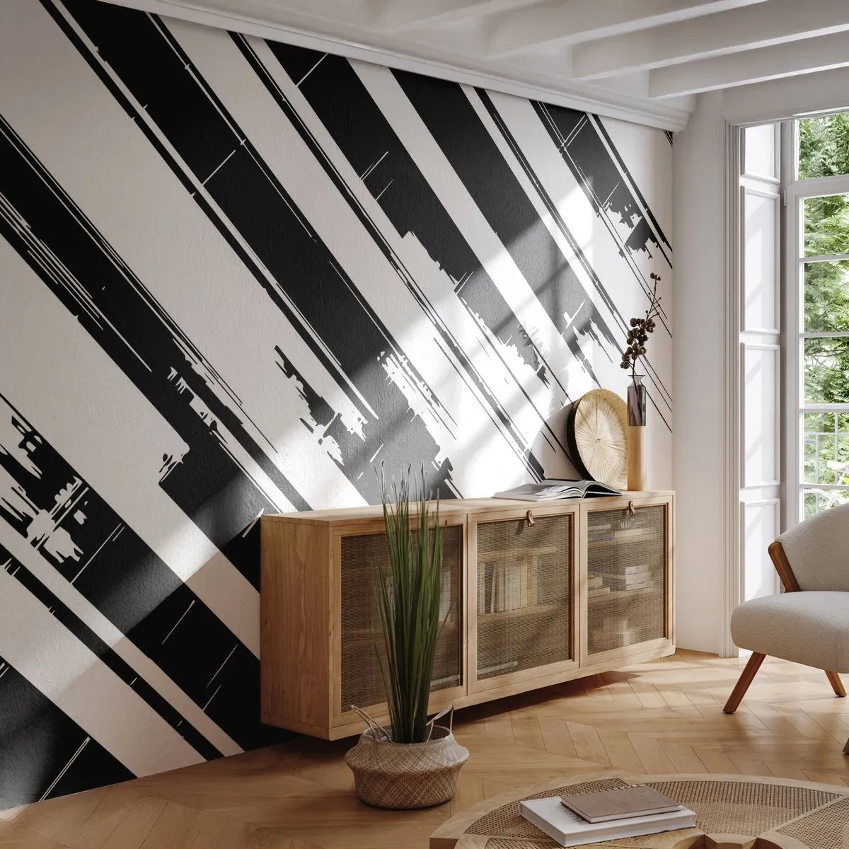 Självhäftande Fototapet Deluxe Sticker - Intensiv och dynamisk komposition - Vektor, Minimalism, Modern - 150x105 cm