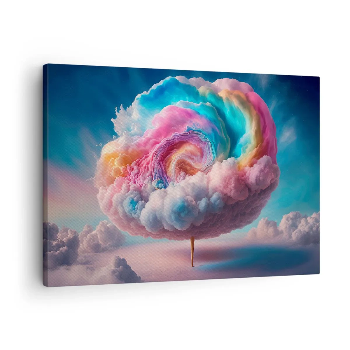 Canvastavla - Bild på duk - Ett spiralformat moln med pastellfärger på himlen - 70x50cm - En dröm om en nöjespark - Modern väggdekoration för vardagsrum och sovrum ARTTOR