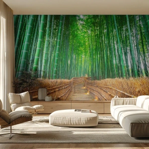 Fototapet Premium Canvas - Asiatiska kulturens essäns - Bambu, Bambuskog, Natur - 250x175 cm