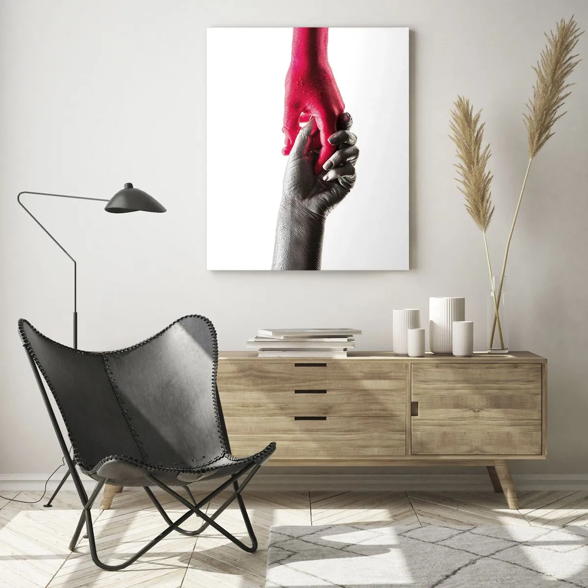 Glastavla - Bild på glas - Tillsammans, dock annorlunda - 50x70 cm