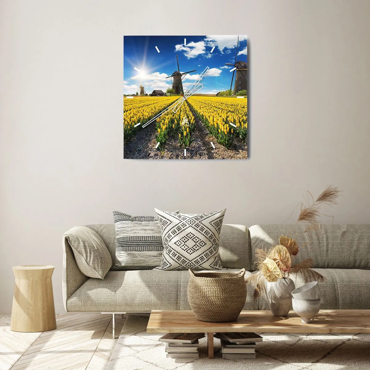 Väggklocka - Klocka på glas - Mer holländskt kan inte vara - 40x40 cm