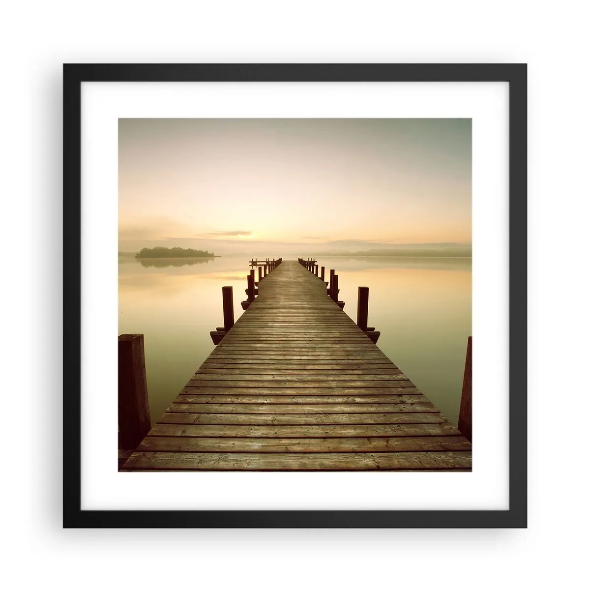 Affisch i svart ram - Förgryning, gryning, ljus - 40x40 cm
