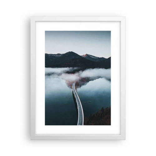 Affisch i vit ram - Över ett vatten som är så slätt som en spegel - 30x40 cm