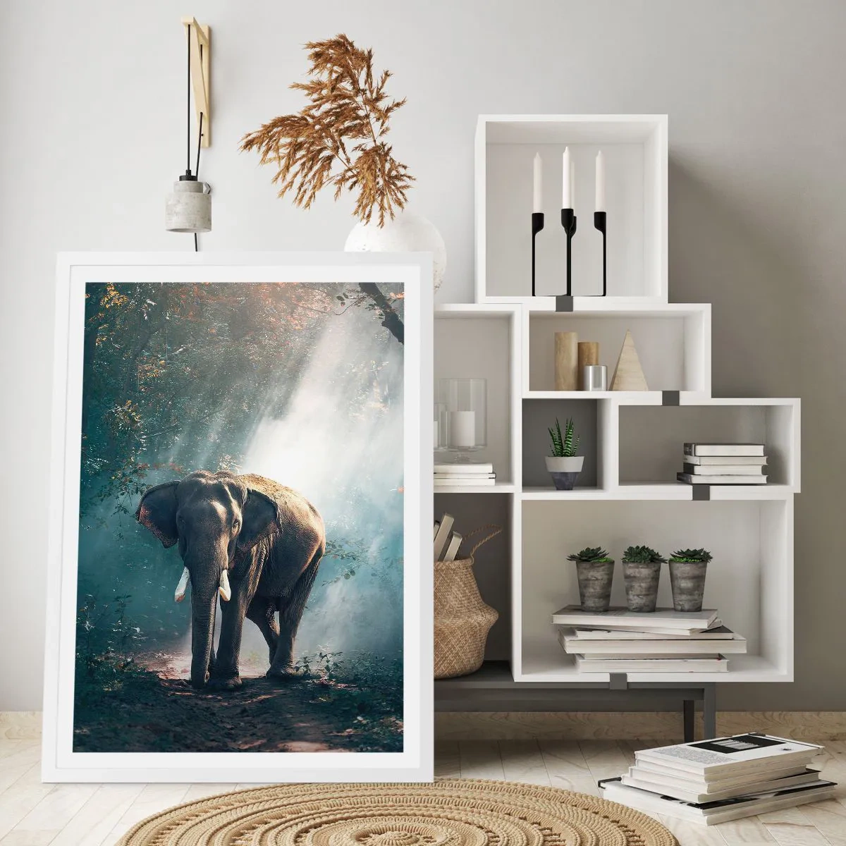 Affisch i vit ram - Lugn promenad - 70x100 cm