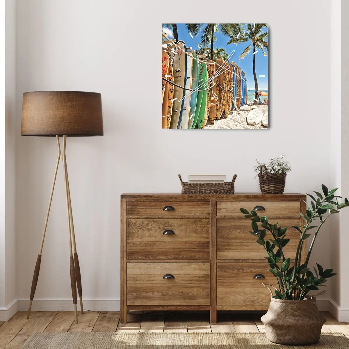 Väggklocka - Klocka på glas - Solig lek - 30x30 cm