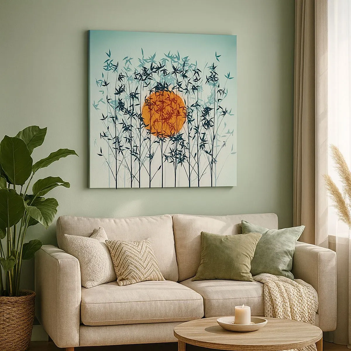 Canvastavla - Bild på duk - Japansk sol - 30x30 cm