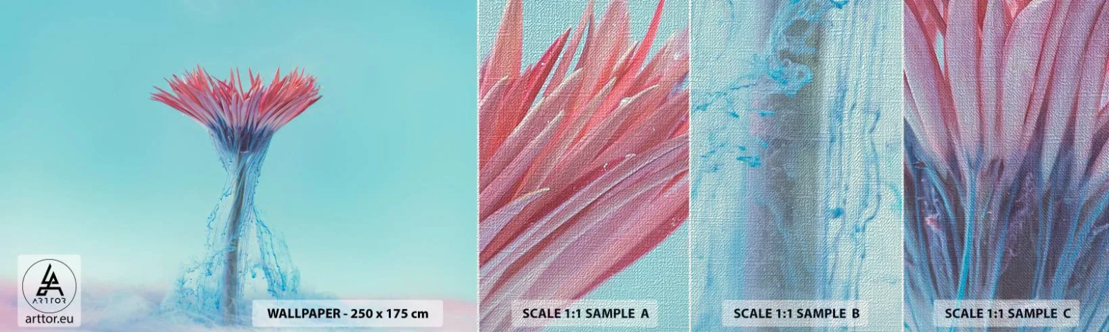 Provbit av fototapet Premium Canvas - I upplivande famn - Abstraktion, Blomma, Bit - 100x30 cm