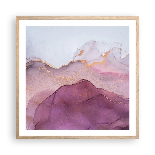 Affisch i ram av ljusek - Lila och violett vågor - 60x60 cm
