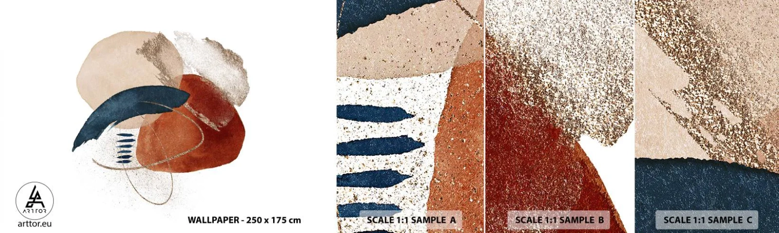 Fototapet Prov Standard Eco - Oval komposition - Abstraktion, Bit, Modernt mönster - 100x30 cm