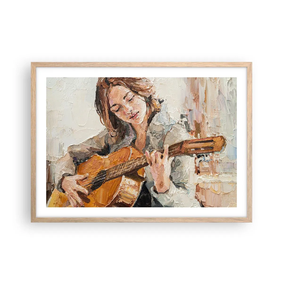 Affisch i ram av ljusek - Konsert för gitarr och en flickas hjärta - 70x50 cm