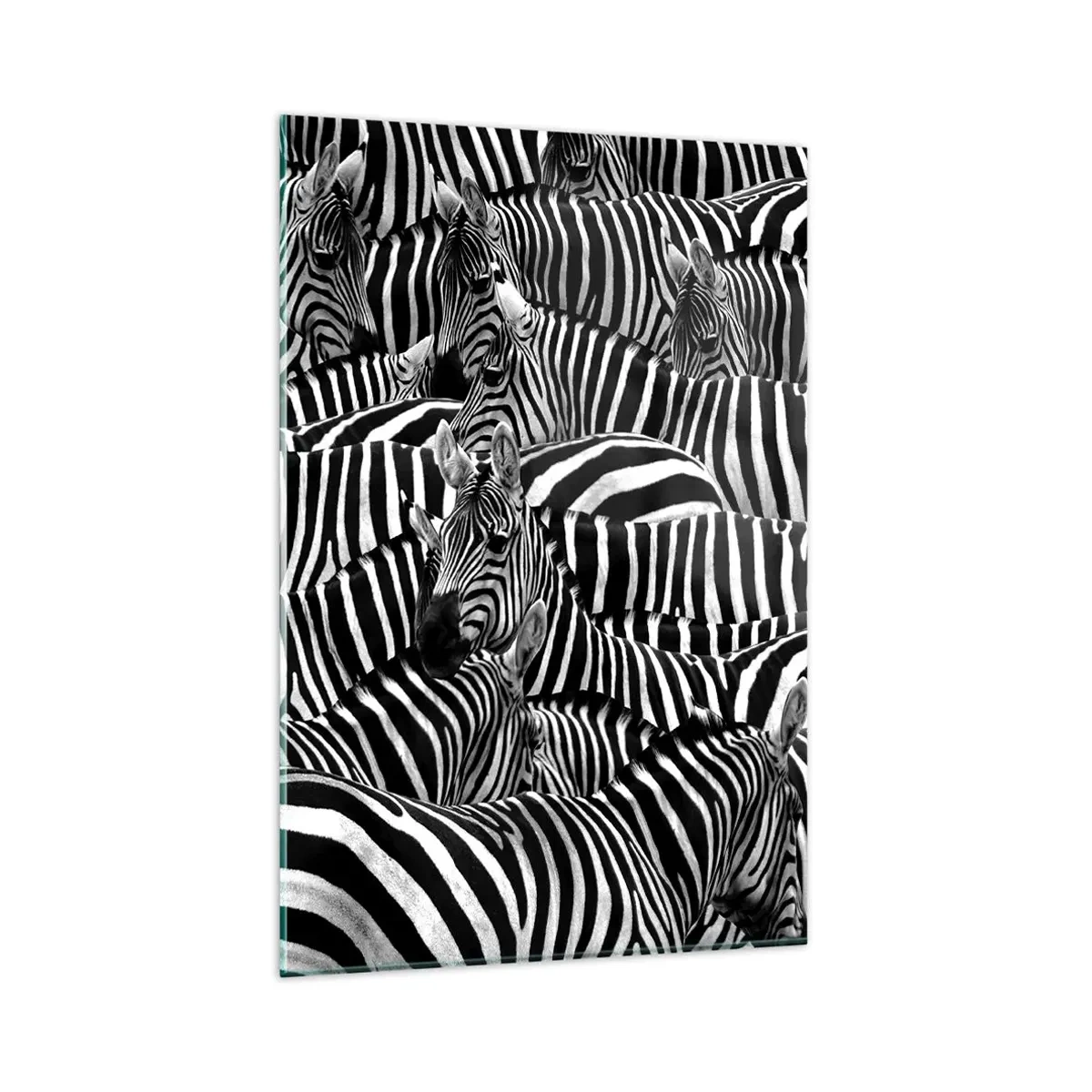 Glastavla - Bild på glas - Randig grupporträtt - 80x120 cm