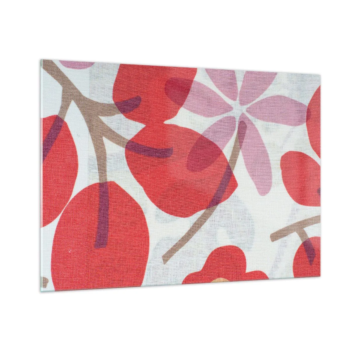 Glastavla - Bild på glas - Blomsterkomposition i rosa - 100x70 cm
