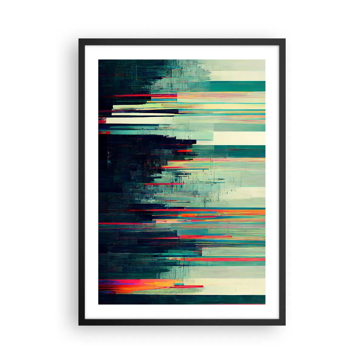 Affisch i svart ram - Modern abstraktion med geometriska linjer - 50x70cm - Futuristisk stad - Modern väggdekoration för vardagsrum och sovrum ARTTOR