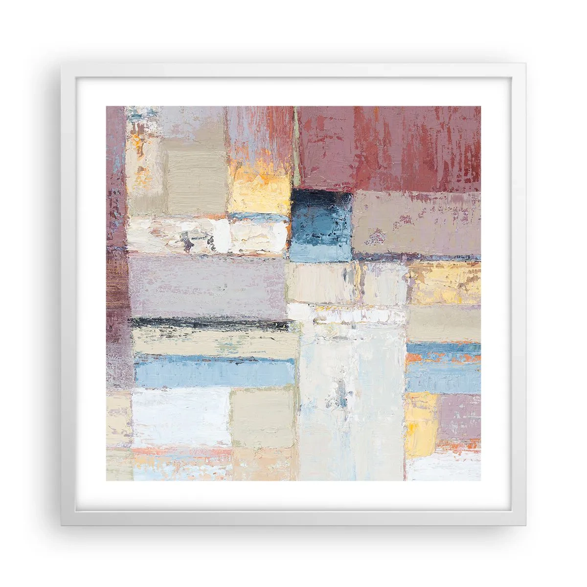 Affisch i vit ram - Geometrins lugn - 50x50 cm