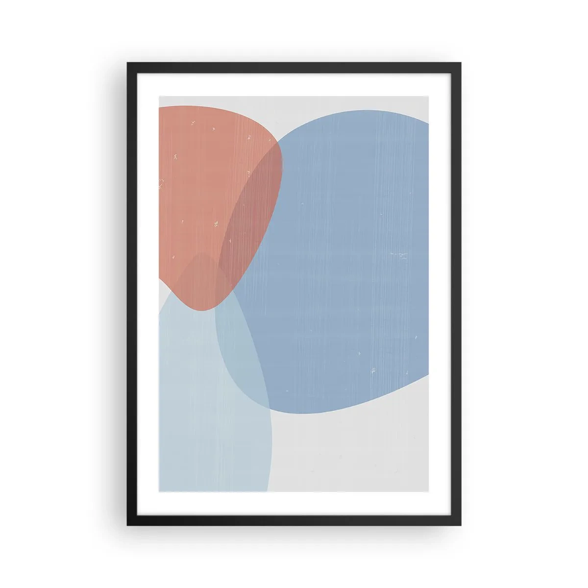 Affisch i svart ram - Abstrakta former i blått och beige - 50x70cm - Pastellfärgade relationer - Modern väggdekoration för vardagsrum och sovrum ARTTOR