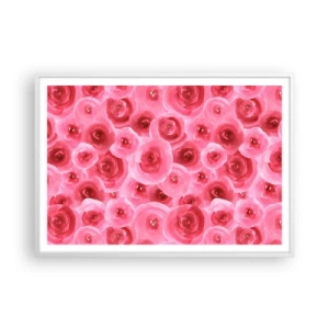 Affisch i vit ram - Rosor upe och nere - 100x70 cm