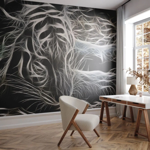 Fototapet Premium Sand - En studie om kattens lätthet - Abstraktion, Tiger, Djur - 100x70 cm