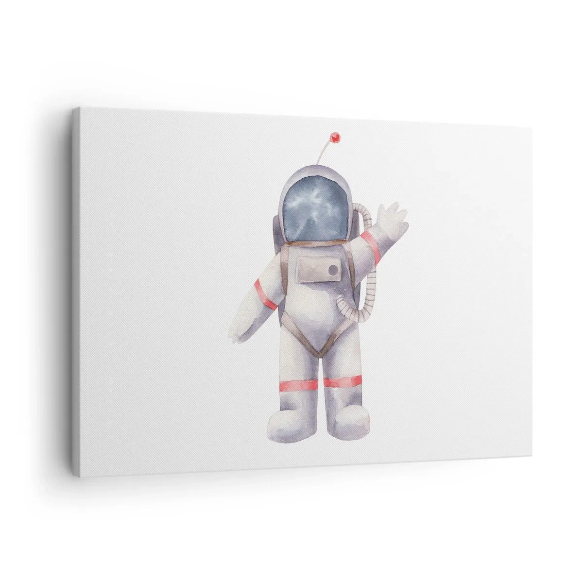 Canvastavla - Bild på duk - Akvarell stil astronaut på en vit bakgrund - 70x50cm - Det var allt för nu! - Modern väggdekoration för vardagsrum och sovrum ARTTOR