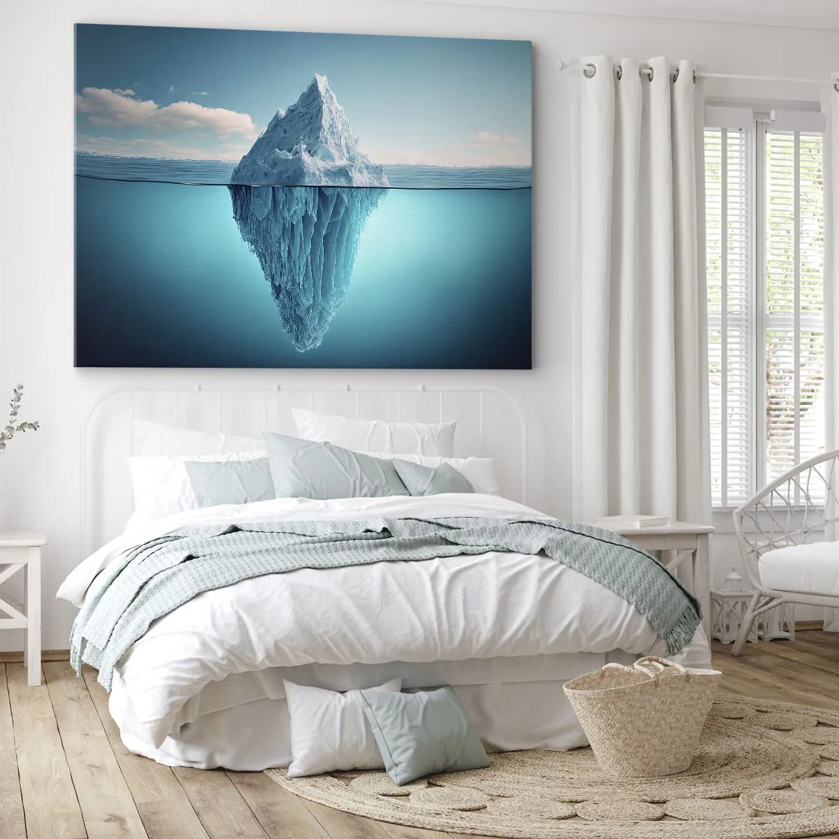 Canvastavla - Bild på duk - Ett isberg synligt ovanför och under vattenytan - 70x50cm - Isdrottning - Modern väggdekoration för vardagsrum och sovrum ARTTOR