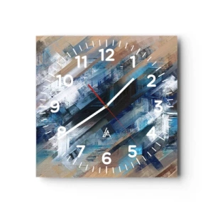 Väggklocka - Klocka på glas - På en blå sluttning - 40x40 cm