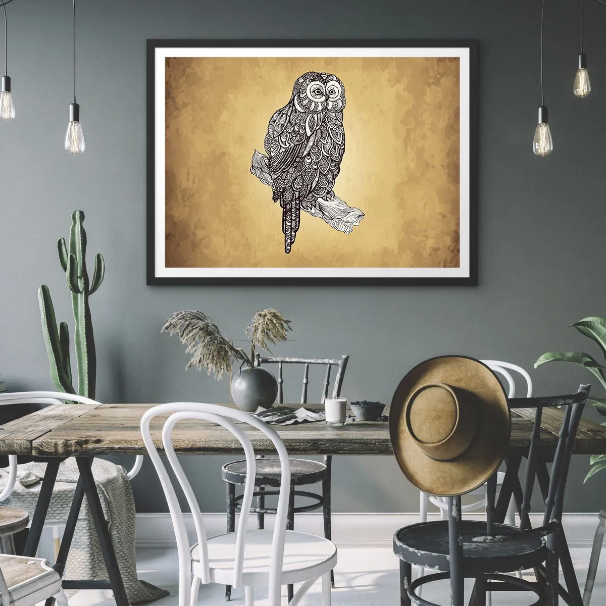 Affisch i svart ram - Invecklade ornament av visdom - 70x50 cm
