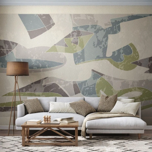 Fototapet Premium Canvas - Komposition bakom glas - Former, Abstraktion, Pastell - 450x315 cm