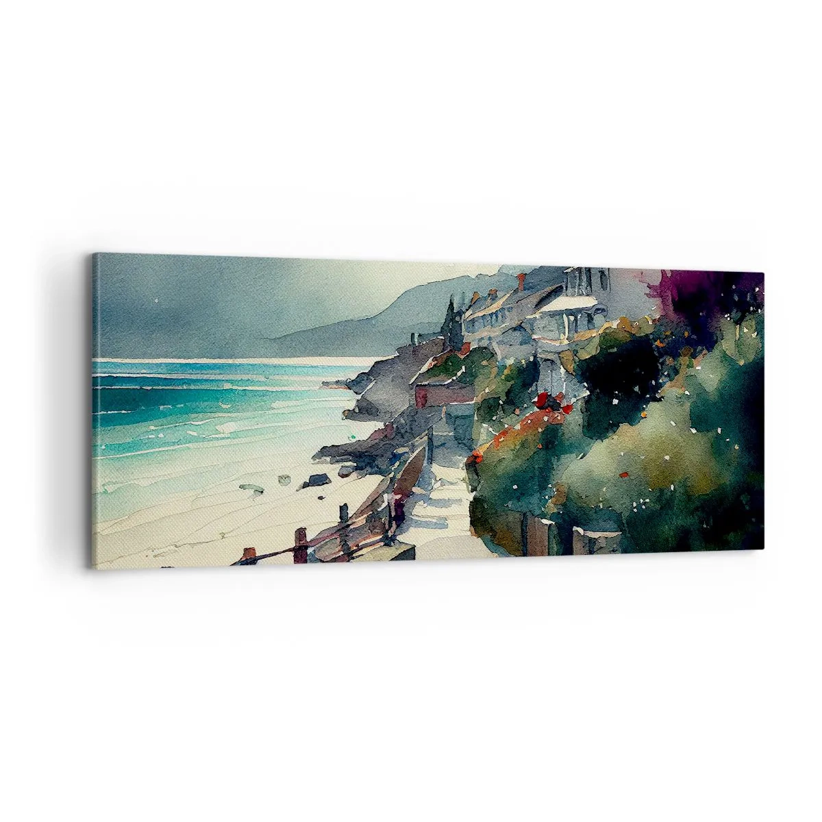 Canvastavla - Bild på duk - Medelhavsstad - 100x40 cm
