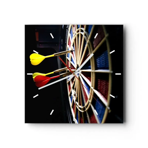 Väggklocka - Klocka på glas - Mitt i prick - 30x30 cm