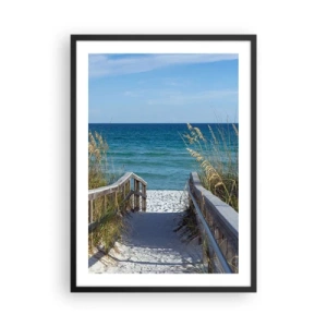 Affisch i svart ram - Ingång till stranden med havsutsikt - 50x70cm - I solen, i vinden - Modern väggdekoration för vardagsrum och sovrum ARTTOR