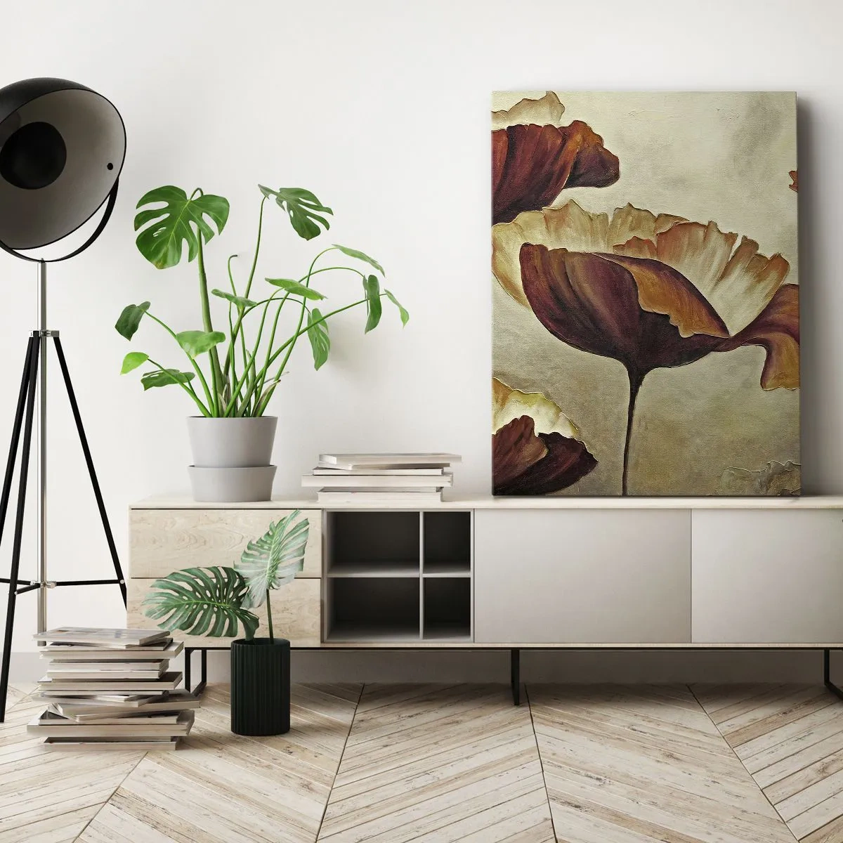 Canvastavla - Bild på duk - Ängsblommor - 55x100 cm