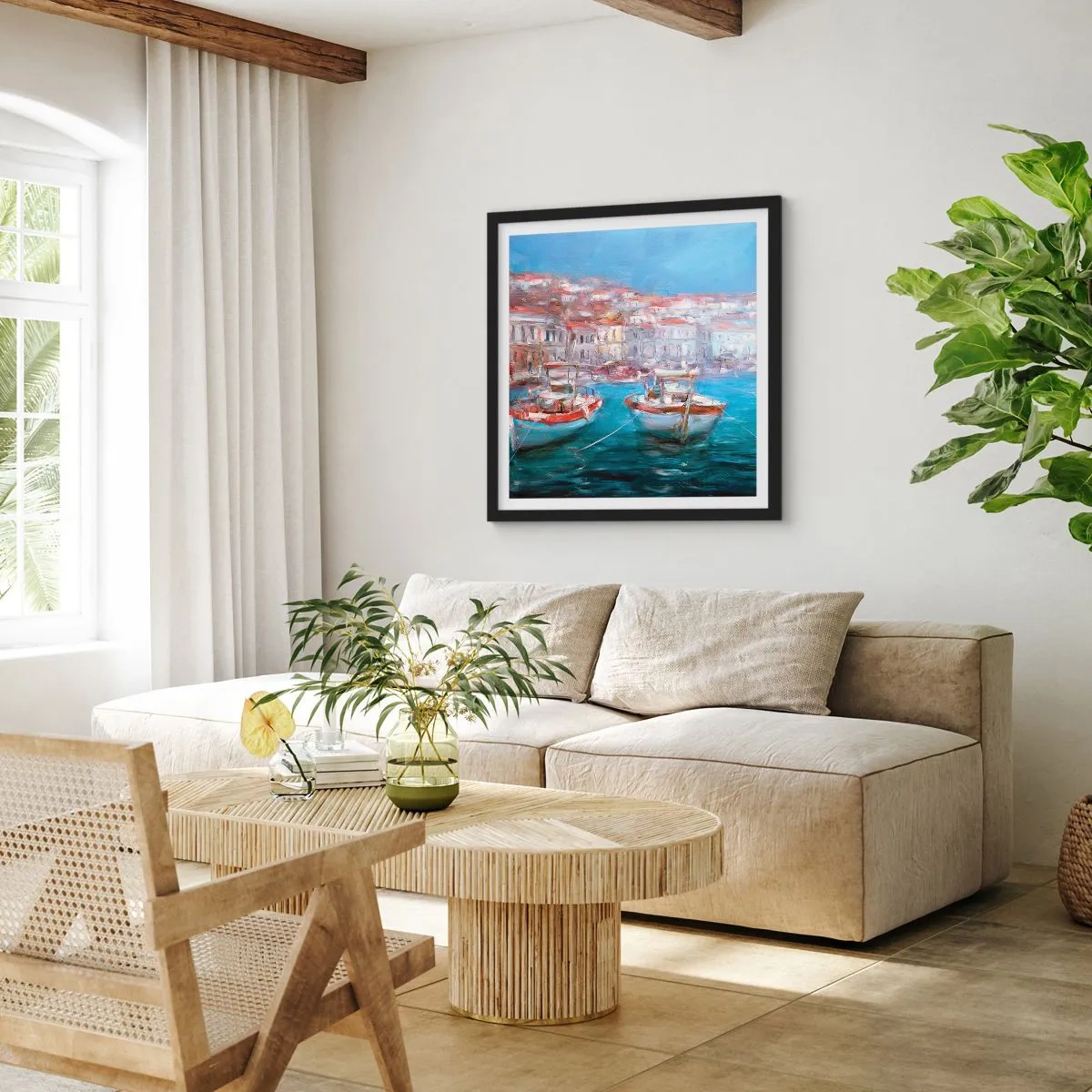 Affisch i svart ram - Italiensk vik - 60x60 cm