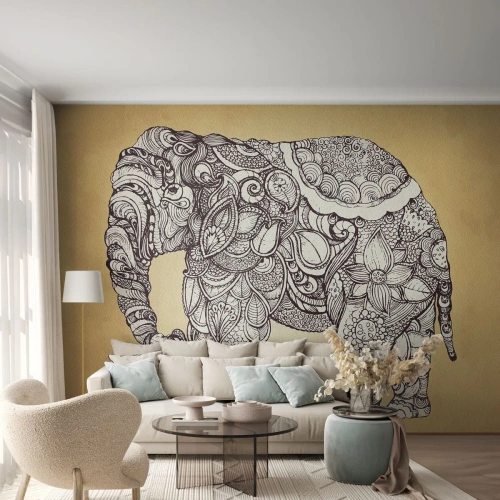Fototapet Premium Sand - maskerad elefant - Elefant, indiska, Djur - 400x280 cm