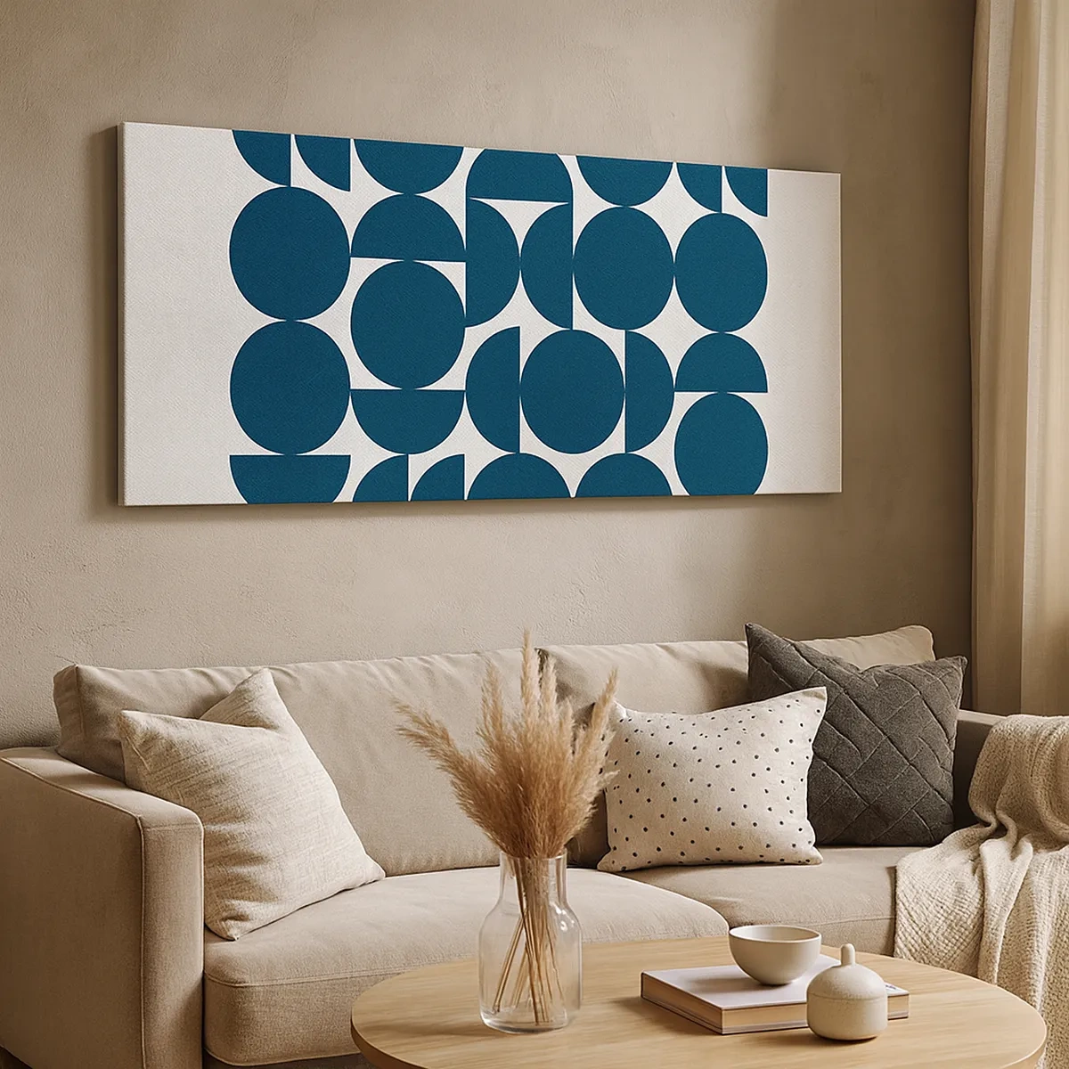 Canvastavla - Bild på duk - Cirklar och halvcirklar - 30x30 cm